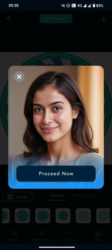 Screenshot of pfpmaker while uploading image and removing background
