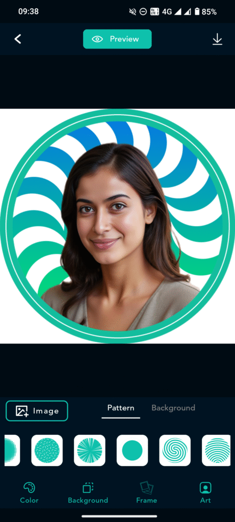 Screenshot of app feature after background is removed