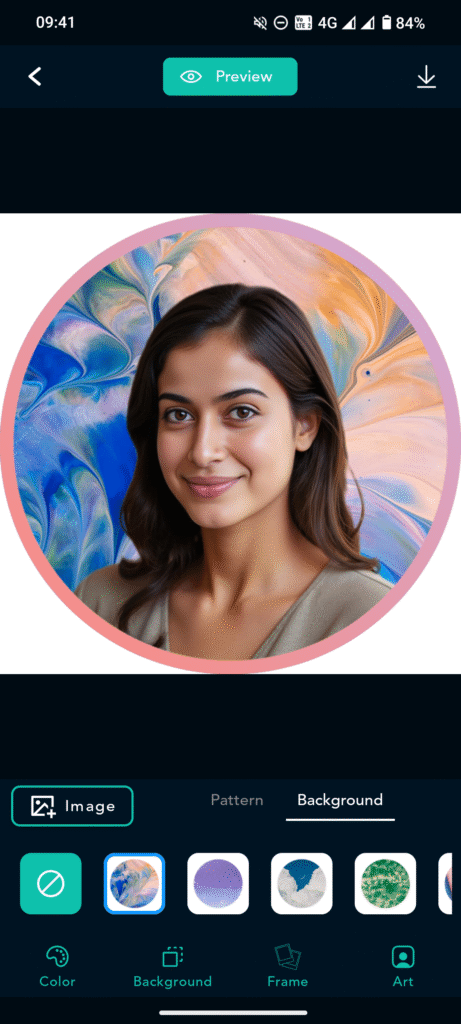 Screenshot showing solid background feature for profile pictures