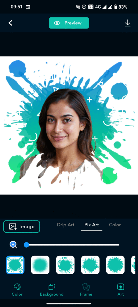 Choosing frames from Pix art category for profile picture