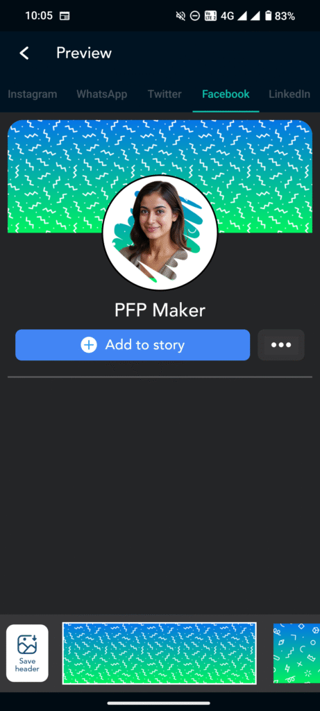 Preview of final profile picture for Facebook